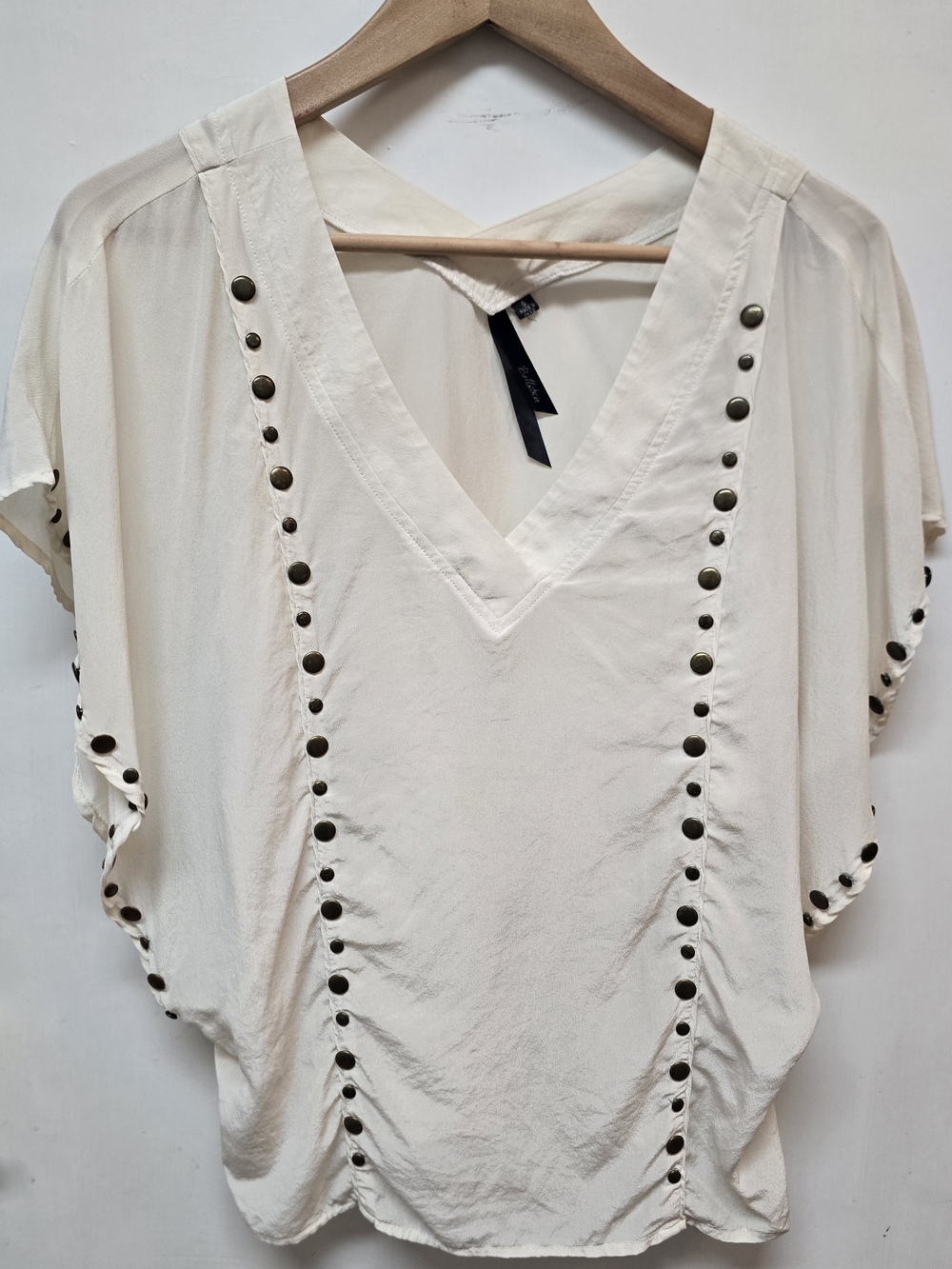 Bellatrix Cream V-Neck Studded Blouse